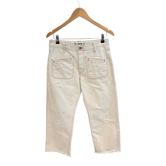 We The Free by Free People Cream Distressed Straight Crop Jeans – Size 27 – High - Picture 1 of 13